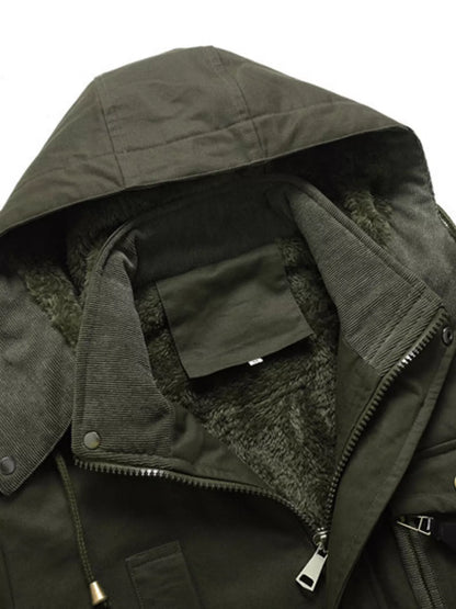 Men's Full Size Zip Up Multiple Pockets Jacket Plus Size