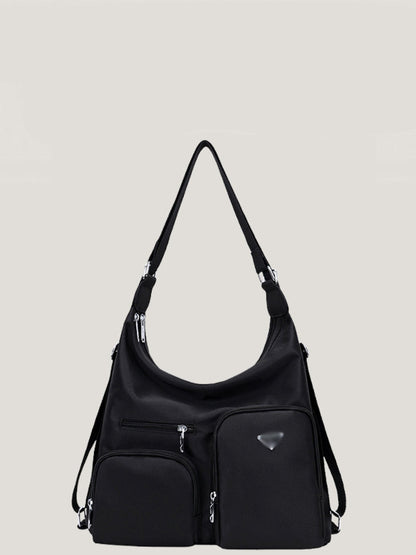 Multi-Pocket Lightweight Nylon Shoulder Bag