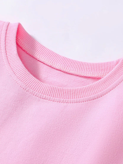 Children's Bunny Embroidered Round Neck Dress