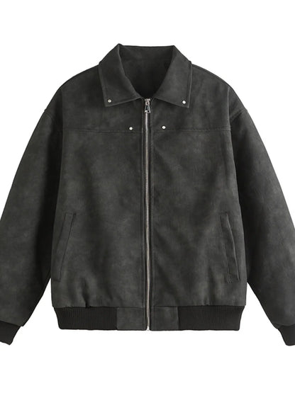 Men's Plus Size Long Sleeve Zip-Up Jacket