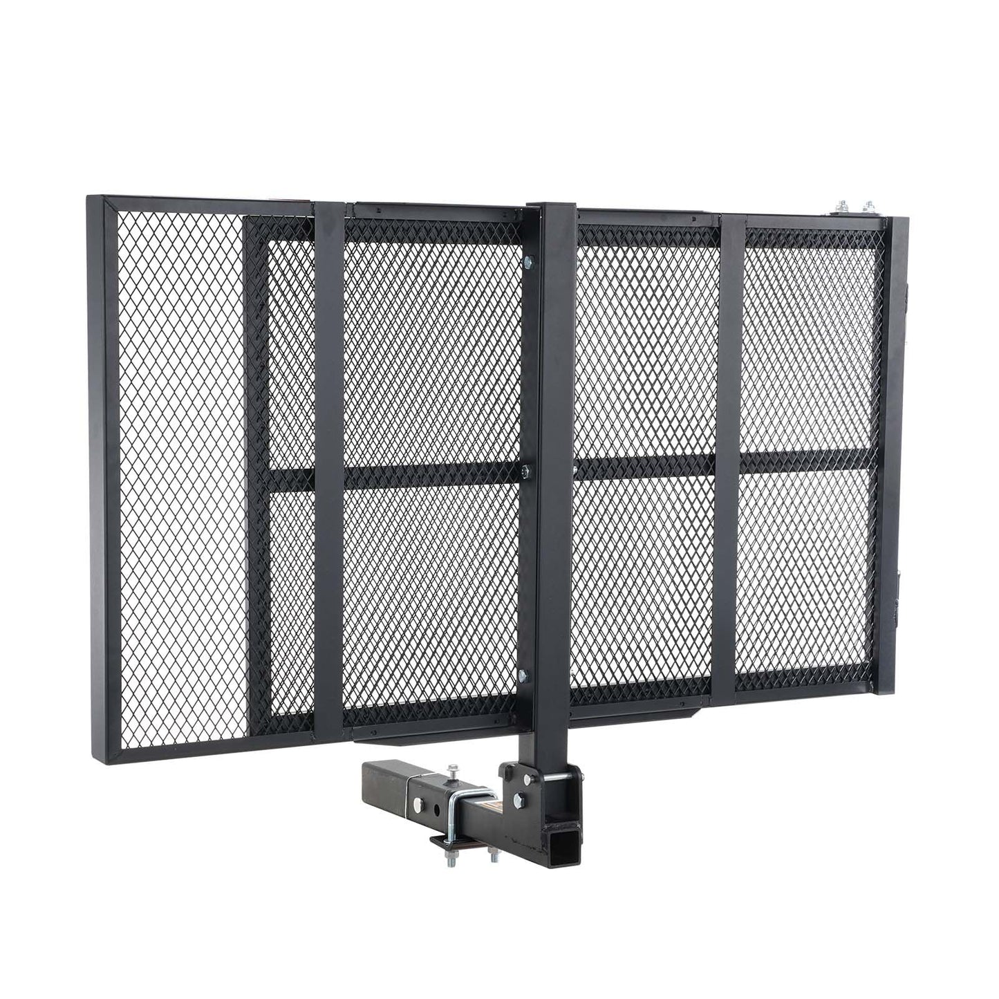 VEVOR Hitch Mount Cargo Carrier, Iron Hitch Cargo Rack With Folding Ramp, Hitch Rack Basket With Stabilizer And Straps, 500LBS Mobility Scooter Carrier Fit Hitch Receiver