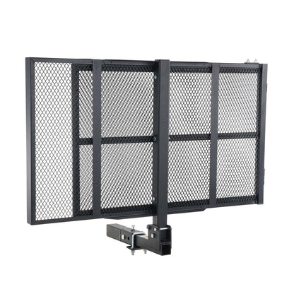 VEVOR Hitch Mount Cargo Carrier, Iron Hitch Cargo Rack With Folding Ramp, Hitch Rack Basket With Stabilizer And Straps, 500LBS Mobility Scooter Carrier Fit Hitch Receiver