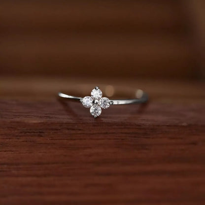 925 Sterling Silver Four-Leaf Clover Ring