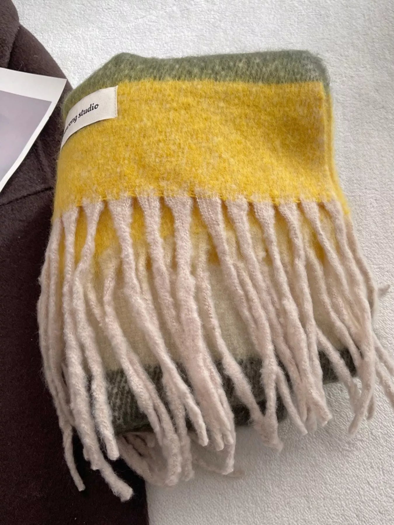Soft Plaid Tassel Warm Scarf