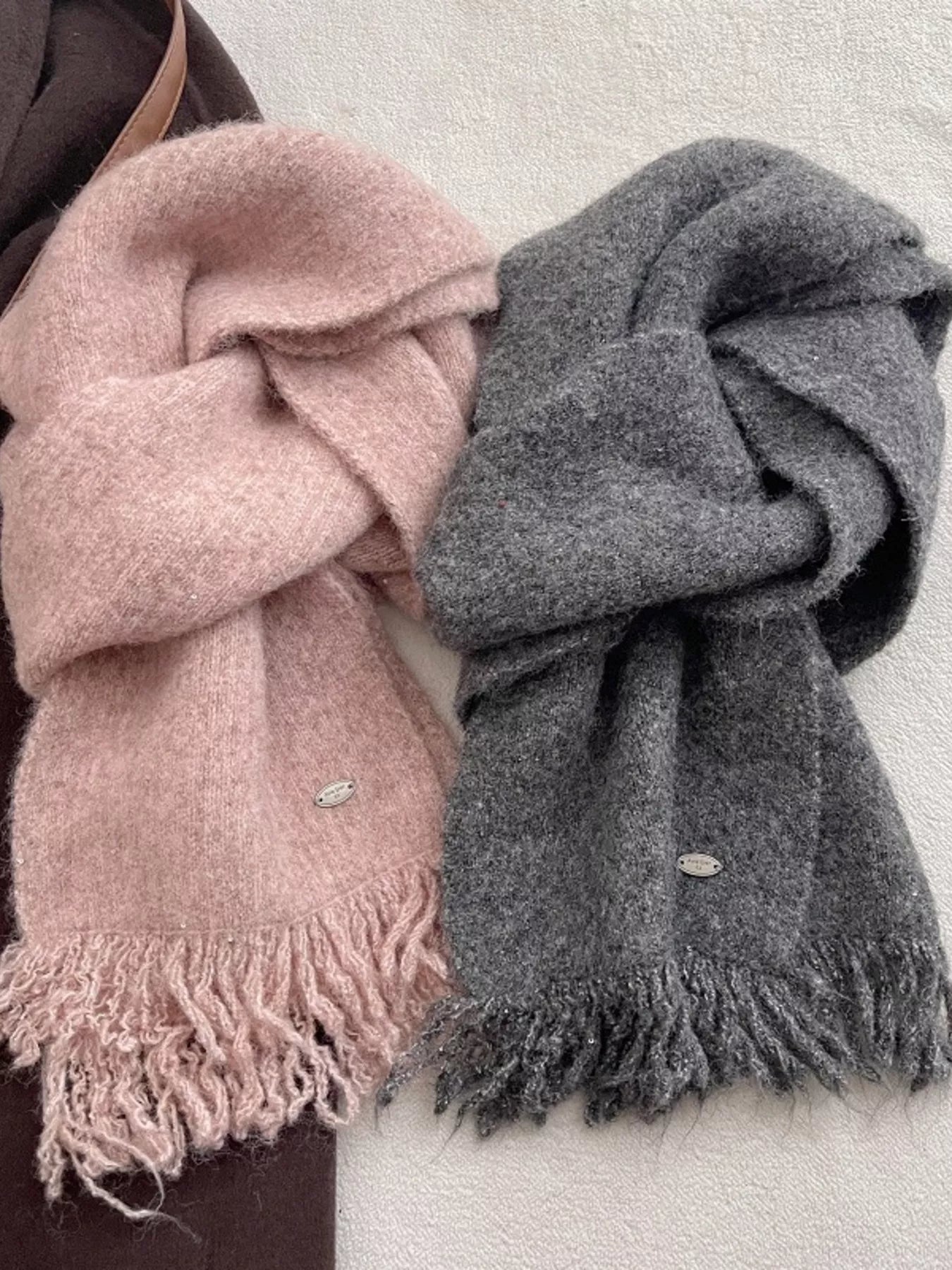 Fringe Hem Knitted Scarf