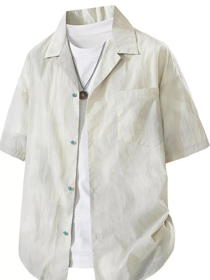 Men's Plus Size Button Up Short Sleeve Shirt
