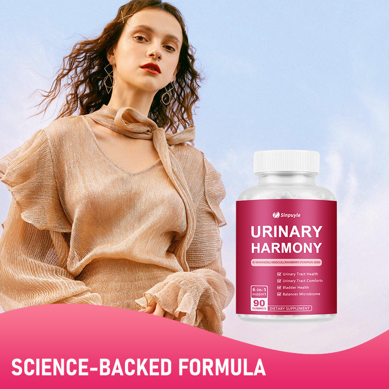 D-Mannose Cranberry Urinary Tract Gummies - 6-in-1 Bladder Health Supplement With Hibiscus & Pumpkin Seed - 90 Urinary Harmony Gummies
