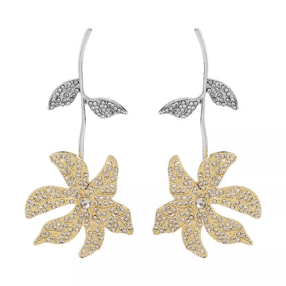 Rhinestone Flower Dangle Earrings