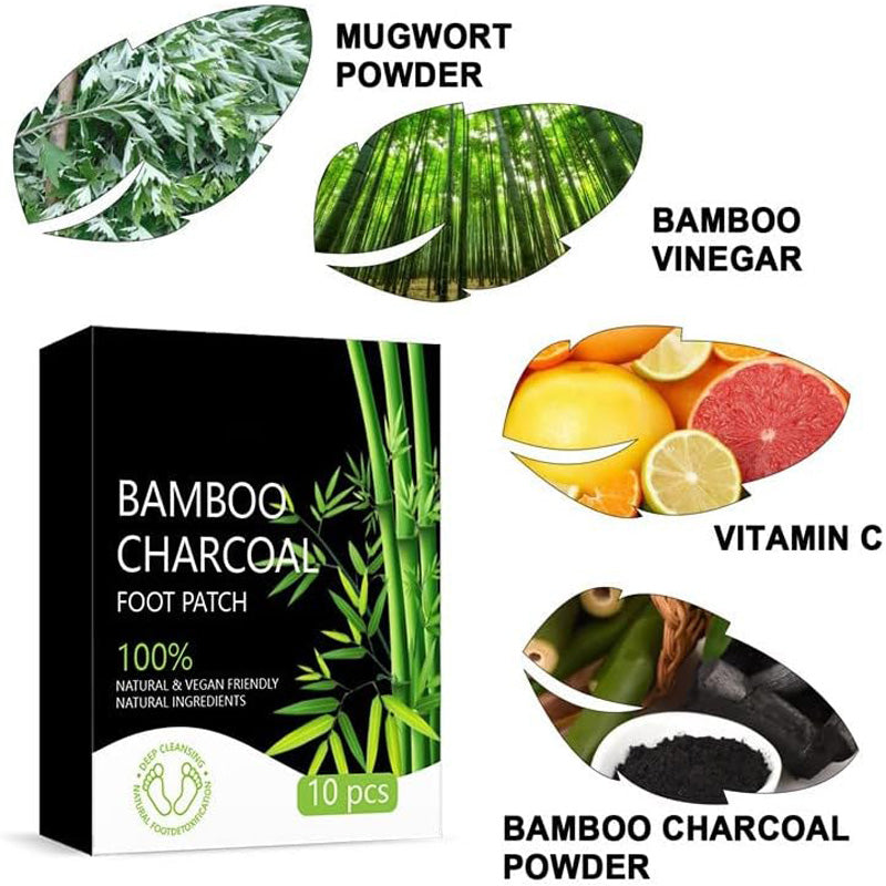 20pcs Natural Bamboo Charcoal Foot Patch,Strong Adhesive Patch,Comtable Herbal Detox Pads Stress Relief&Feet Care,Help Improve Sleep Quality