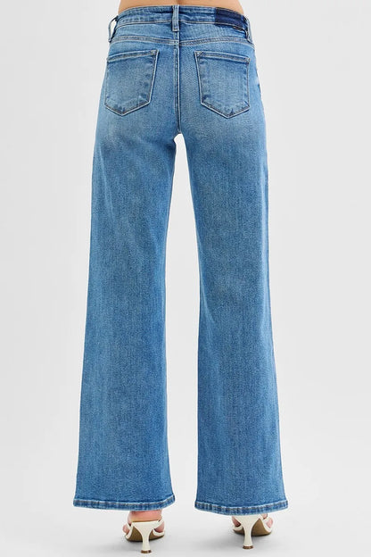 RISEN Full Size Low Rise Wide Leg Jeans Plus Size