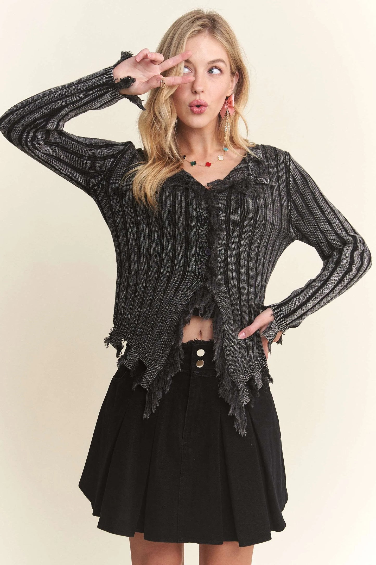 ADORA Distressed Edge Washed Sweater
