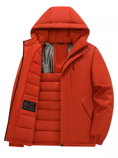 Men's Full Size Zip Up Hooded Winter Coat Plus Size