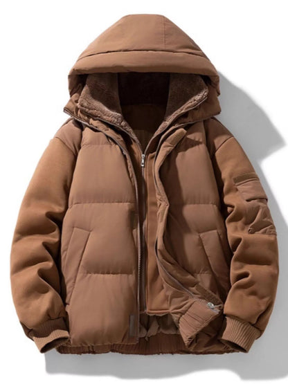 Men's Plus Size Warm Hooded Padded Puffer Jacket