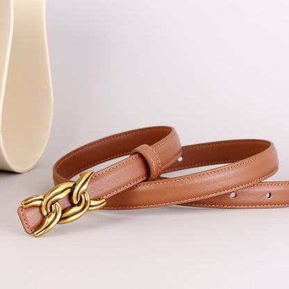 Chain Buckle Leather Belt