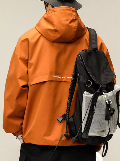 Men's Plus Size Hooded Windbreaker Jacket