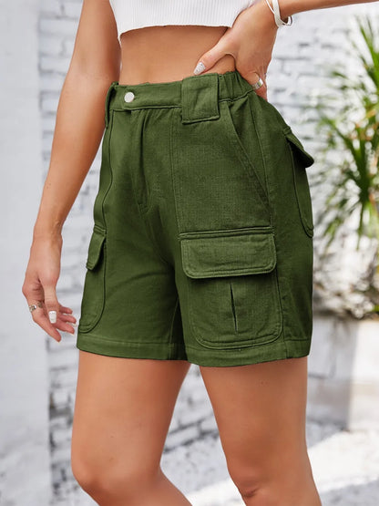 High Waist Washed Denim Shorts