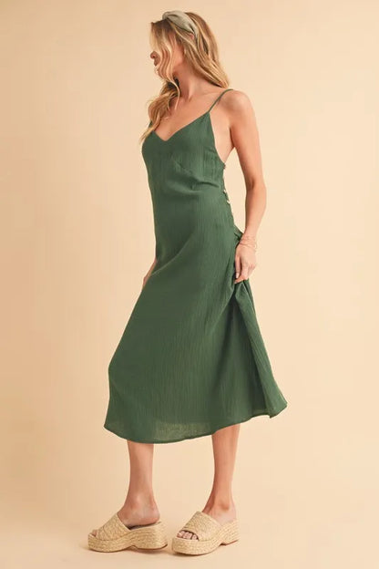 Aemi+Co Side Button Midi Cami Dress