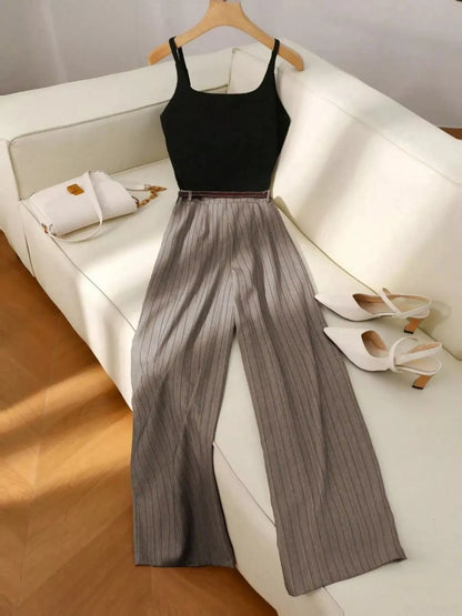 Sleeveless Top and Wide-Leg Pants Set