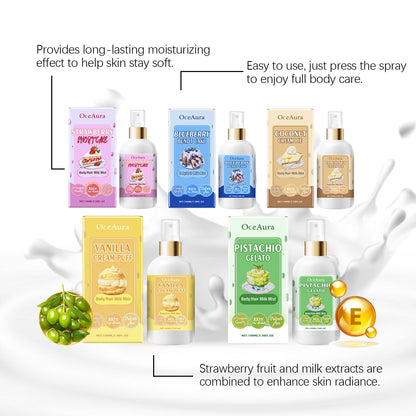 OceAura Body Moisturizing Spray (Pistachio Celato), Moisturizing And Refreshing All Over Hair Treatment Spray