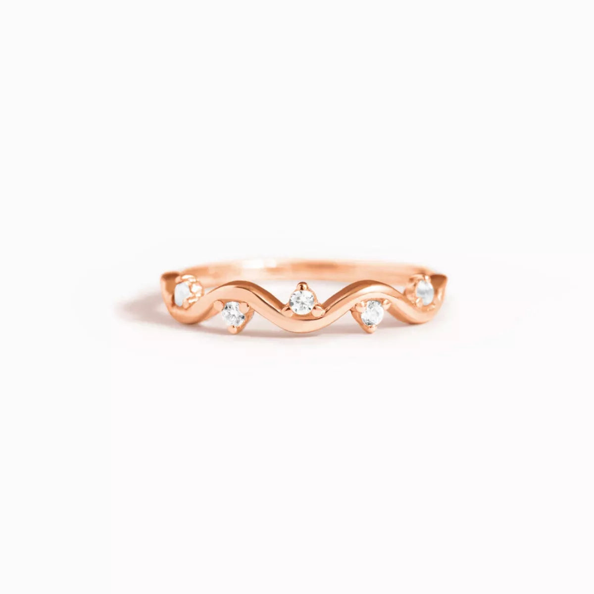 925 Sterling Silver Zircon Wave Ring