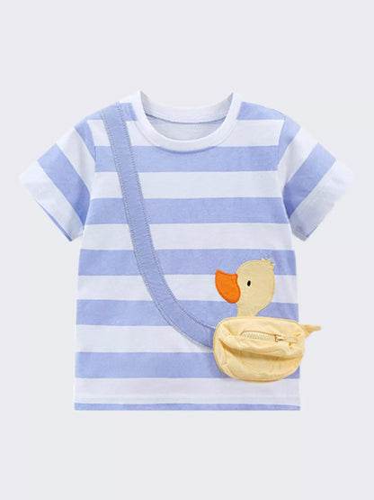 Children's Duck Applique Striped T-Shirt