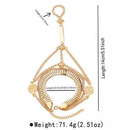Multi Layered Chain Bracelet with Finger Ring