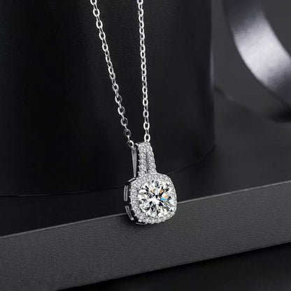 1 Carat Moissanite 925 Sterling Silver Pendant Necklace