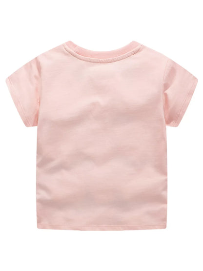 Children's Giraffe Applique Short Sleeve T-Shirt