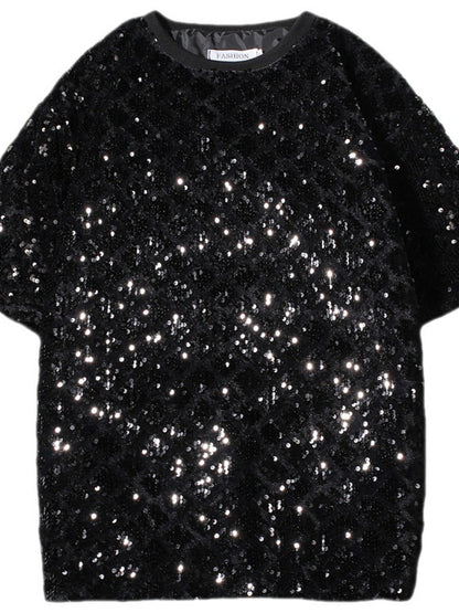 Men's Sequin Round Neck T-Shirt