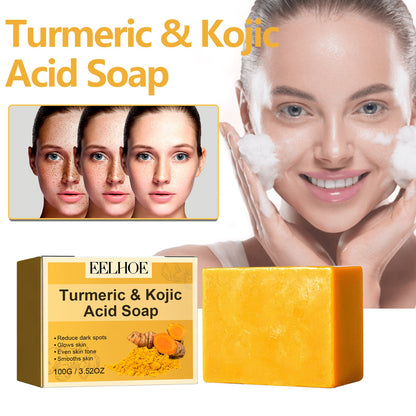 EELHOE Turmeric & Kojic Acid Soap, Gently Clean Face Fade Spots Brighten Skin Tone Moisturize And Moisturize Even Skin Tone