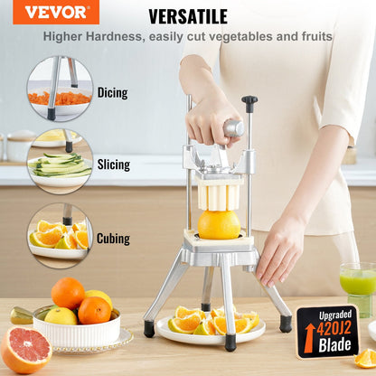 Commercial Vegetable Fruit Chopper, Stainless Steel French Fry Cutter With 4 Blades