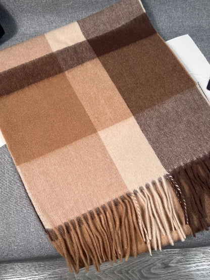 Plaid Scarf with Fringe