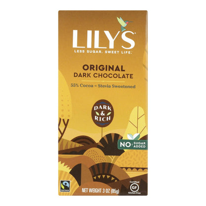 Lily's Sweets Dark Chocolate Bar (Pack of 12) - 55% Cocoa, Original 3 oz. Bars