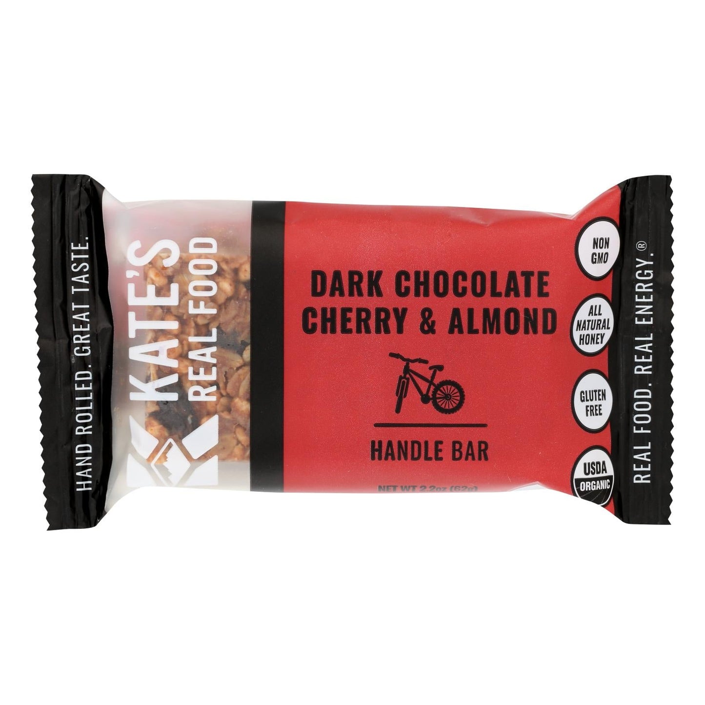 Kate's Real Food Organic Dark Chocolate Cherry Almond Energy Bar, 2.2 oz, Case of 12