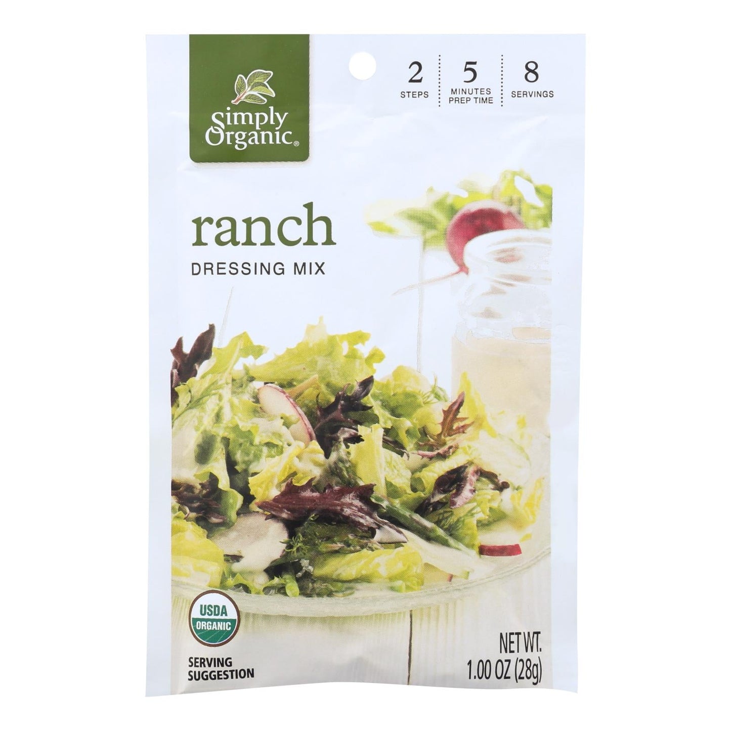 Simply Organic Ranch Salad Dressing Mix, Case of 12, 1 Oz. Packets