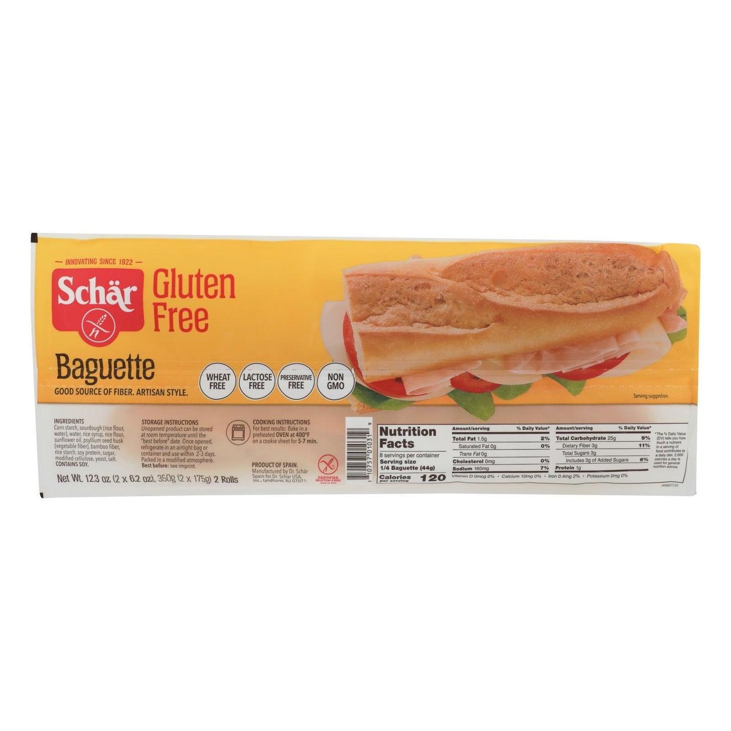Schar Gluten-Free Baguettes: Pack of 6 | Delicious and Wholesome 12.3 Oz. Loaves