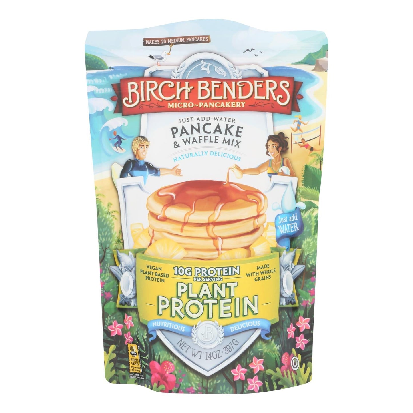 Birch Benders Plant Protein Pancake & Waffle Mix, 10 oz, Pack of 6