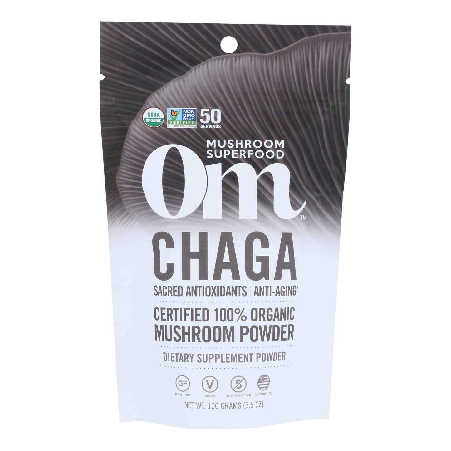 Om Mushroom Superfood Chaga Organic Mushroom Powder, 3.5 Oz., 50 Servings