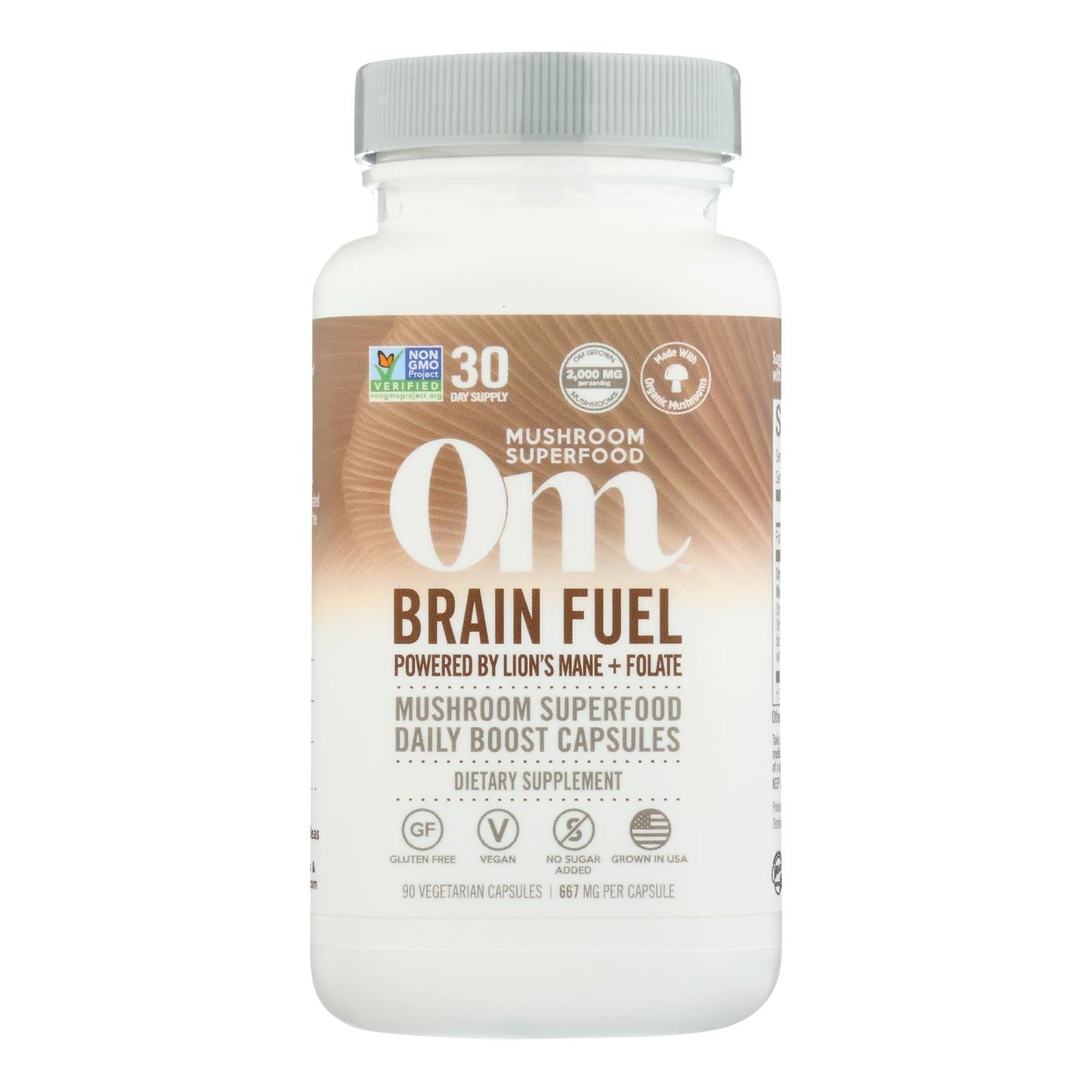 Om Mushroom Superfood Brain Fuel Capsules, 90 ct - Lion's Mane & Reishi (Packaging May Vary)