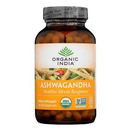 Organic India Ashwagandha Capsules, 180 Count – USDA Organic, Stress Relief, Energy Support, Adaptogen Supplement