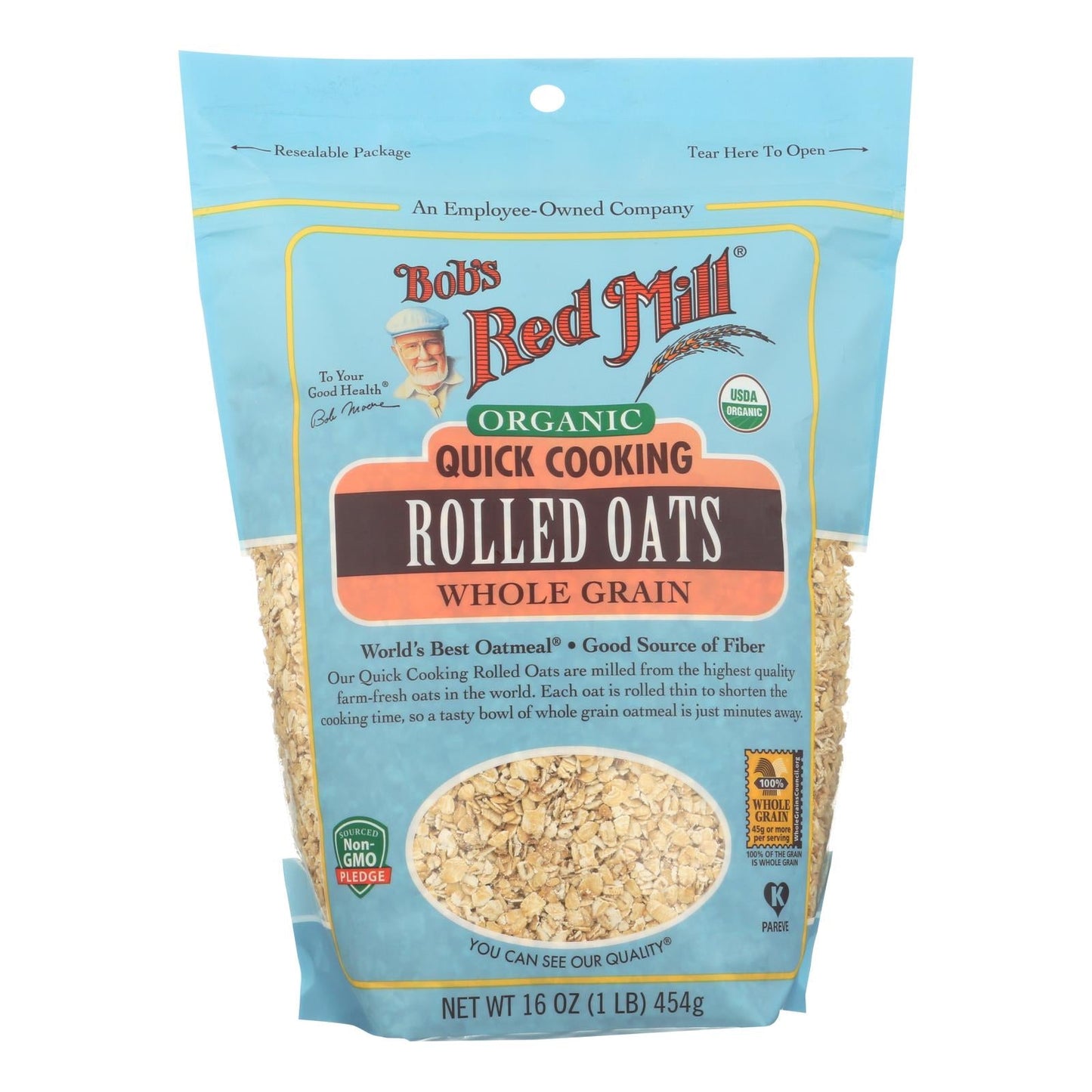 Bob's Red Mill Organic Quick Cooking Rolled Oats, Gluten Free, 16 oz, Pack of 4