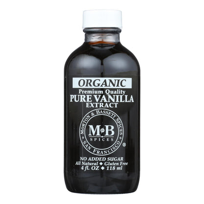 M&B Spices Organic Pure Vanilla Extract, 4 Oz. (Pack of 3)