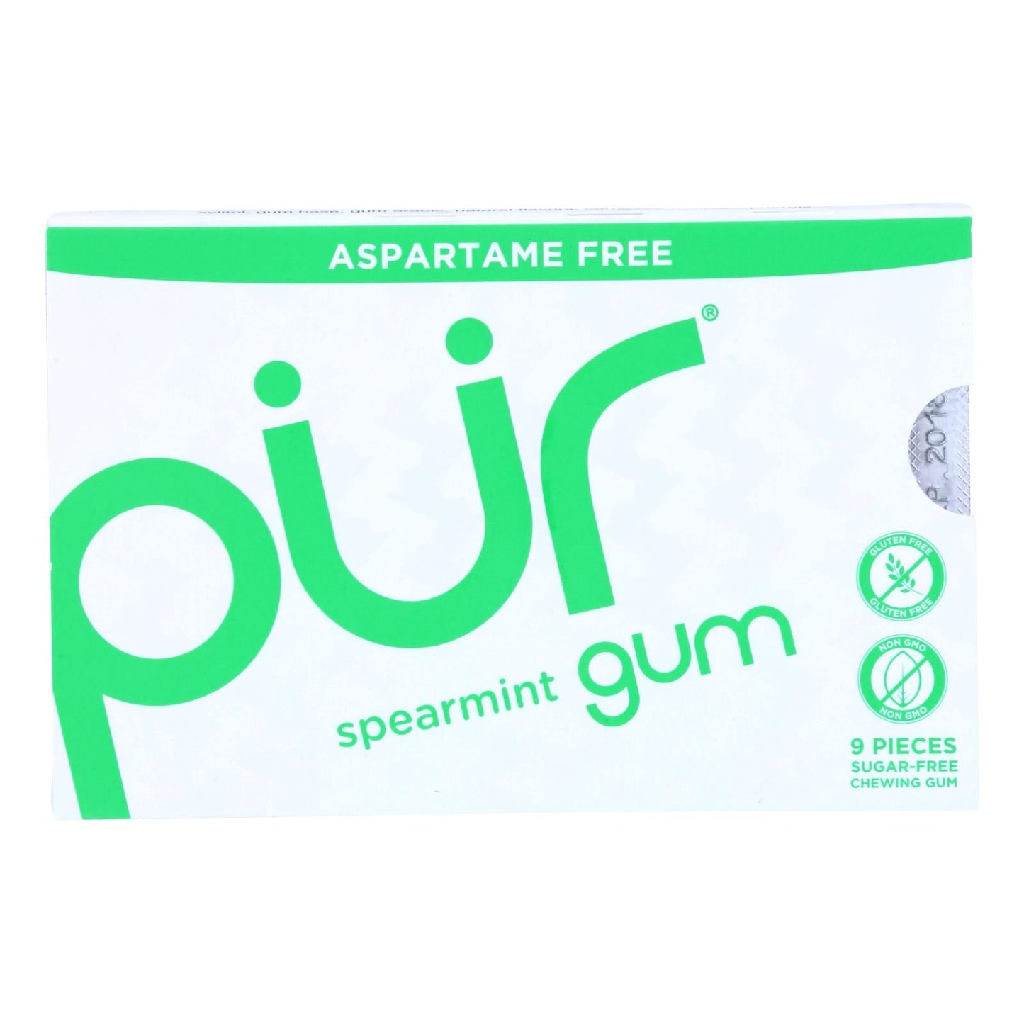 PUR Gum Aspartame-Free Spearmint Gum, 9 Pieces, 12.6g (Pack of 12)