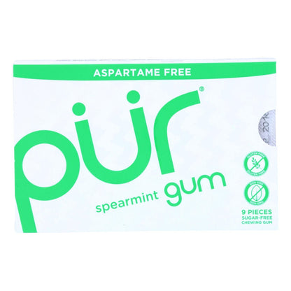 PUR Gum Aspartame-Free Spearmint Gum, 9 Pieces, 12.6g (Pack of 12)