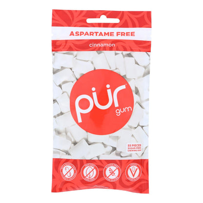 PUR Cinnamon Gum, Sugar-Free, 2.72 oz, Pack of 12