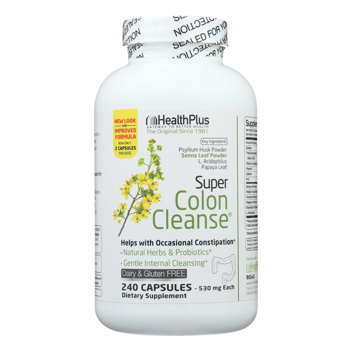 Health Plus Super Colon Cleanse, 240 Capsules, 500 mg | Detoxify & Rejuvenate