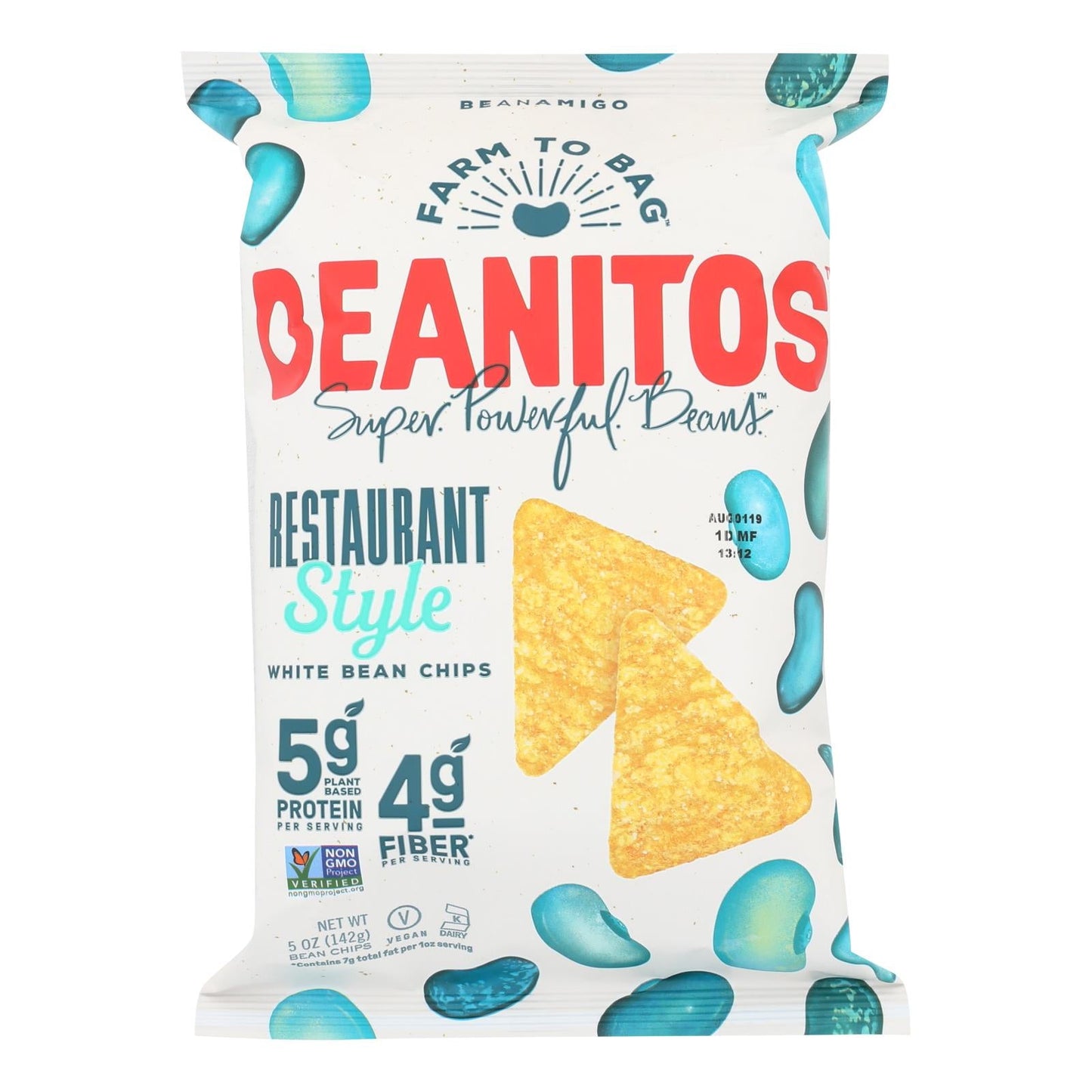 Beanitos White Bean Chips, Restaurant Style, 5 oz, Pack of 6