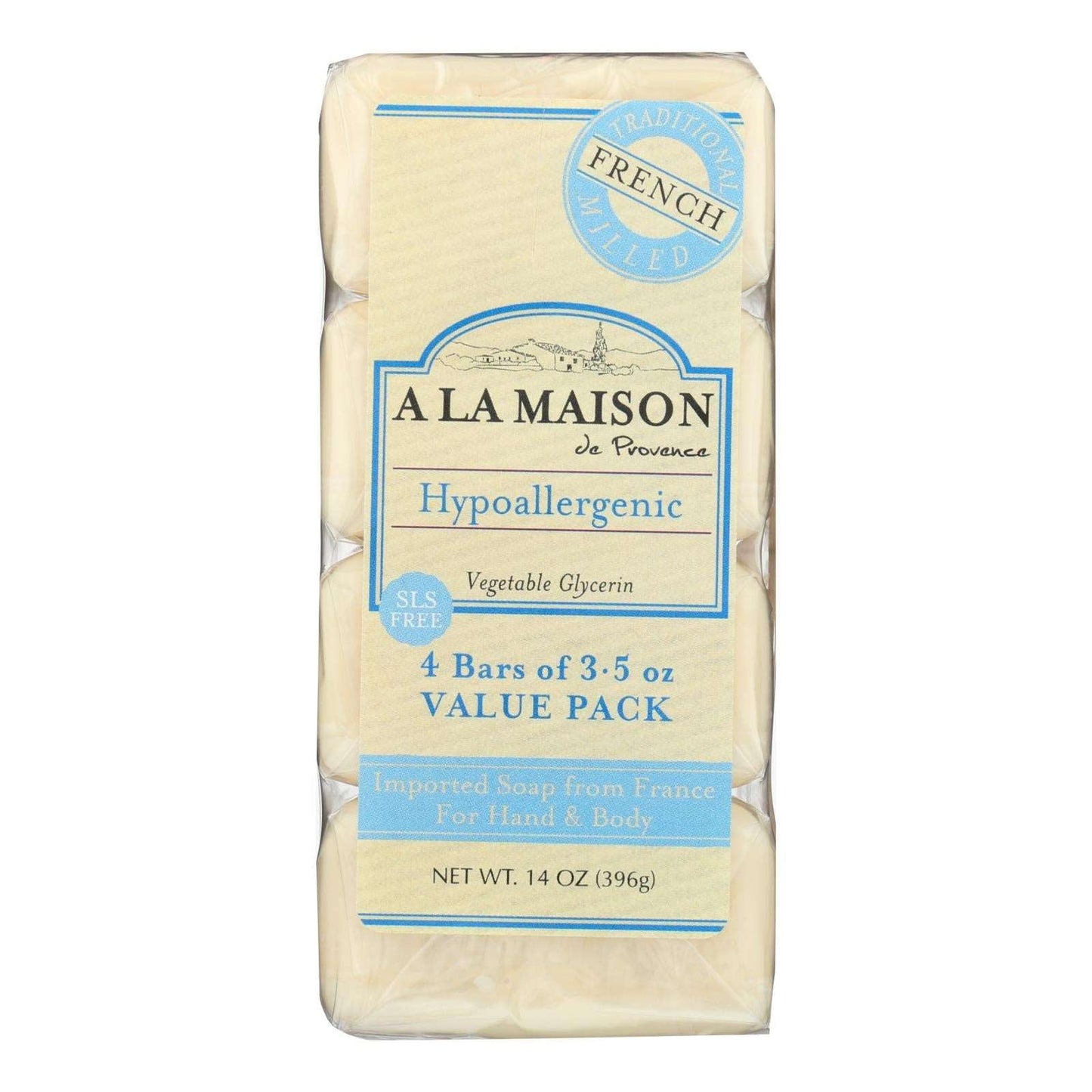 A La Maison Unscented Bar Soap (Pack of 4 - 3.5 Oz Bars)
