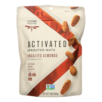 Living Intentions Sprouted Unsalted Almonds (Pack of 4) - 16 Oz
