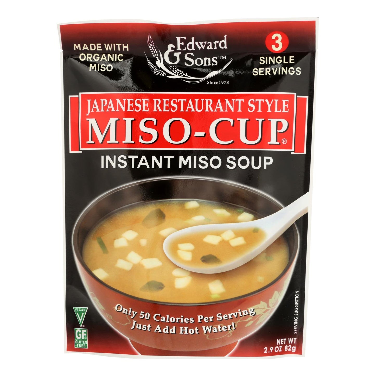 Edward and Sons Japanese Restaurant Style Miso Cup Soup (Pack of 6 - 2.9 Oz.)